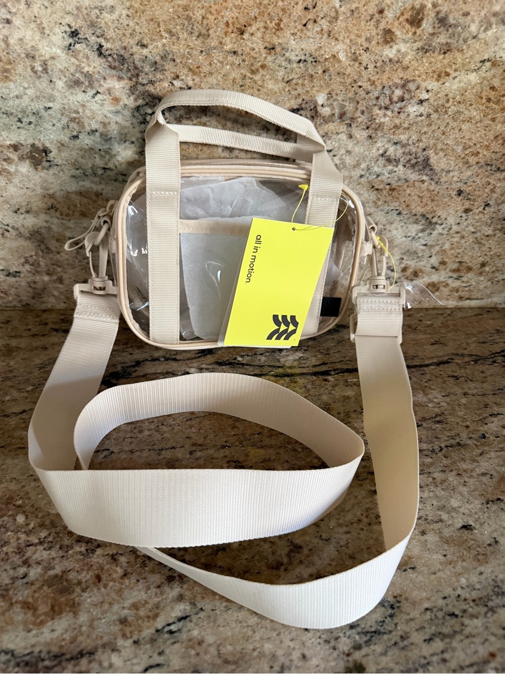 NEW All In Motion Clear Crossbody Bag with Cream Trim